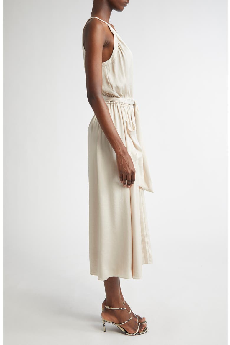 Amelia Satin Dress, Alternate, color, SANDSTONE