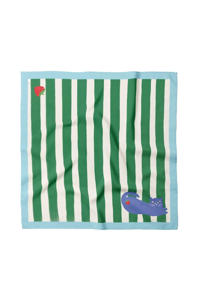 Cat Stripes Cotton Bandana, Main, color, Blue