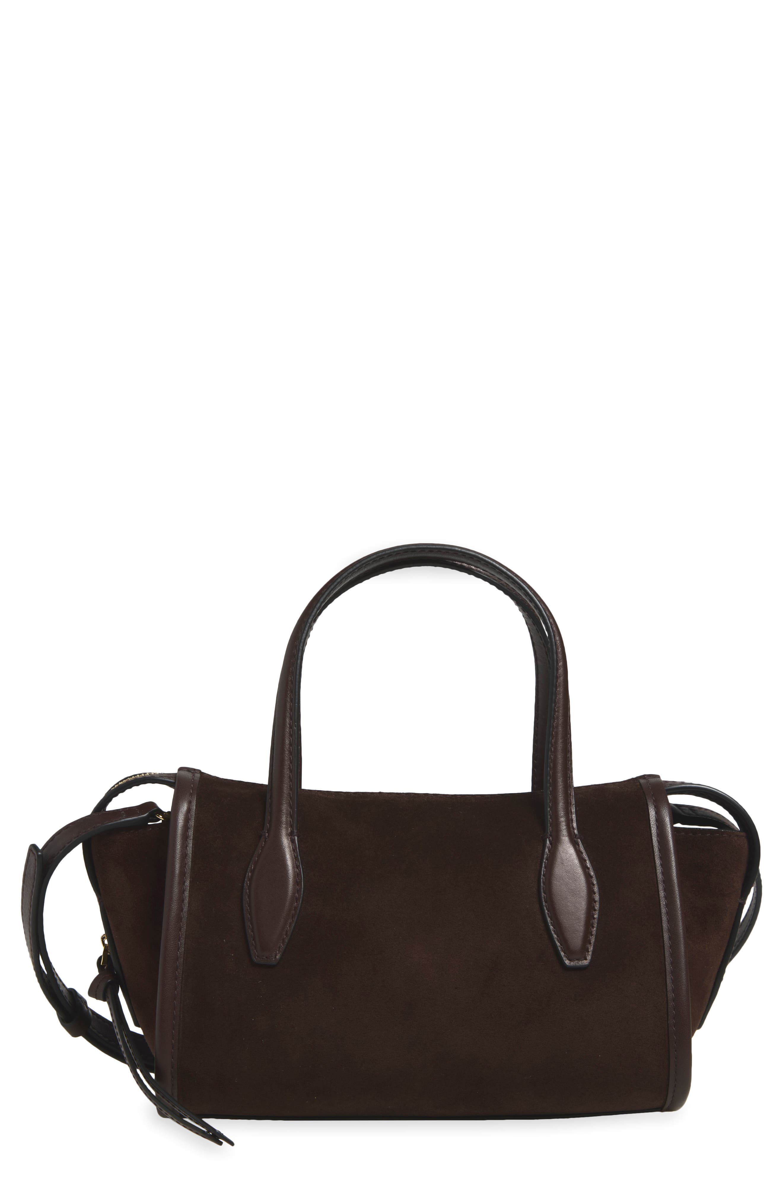 Lexington Suede Crossbody Bag, Main, color, DARK CAROB