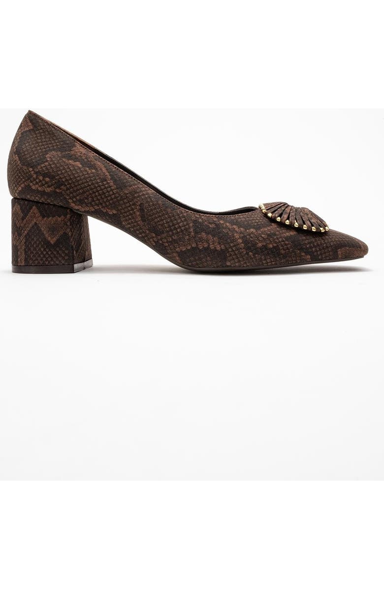 Prologue Shoes Velora Buckle Square Toe Block Heel Pump, Alternate, color, Brown Pattern