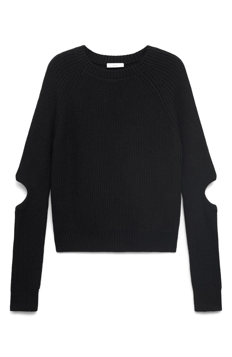 MANGO TEEN Cutout Cotton Sweater, Alternate, color, Black