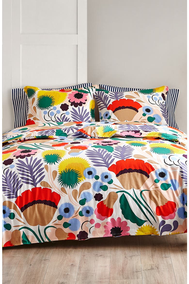 Ojakellukka Duvet Cover & Sham Set, Main, color, BLUE/ MULTI