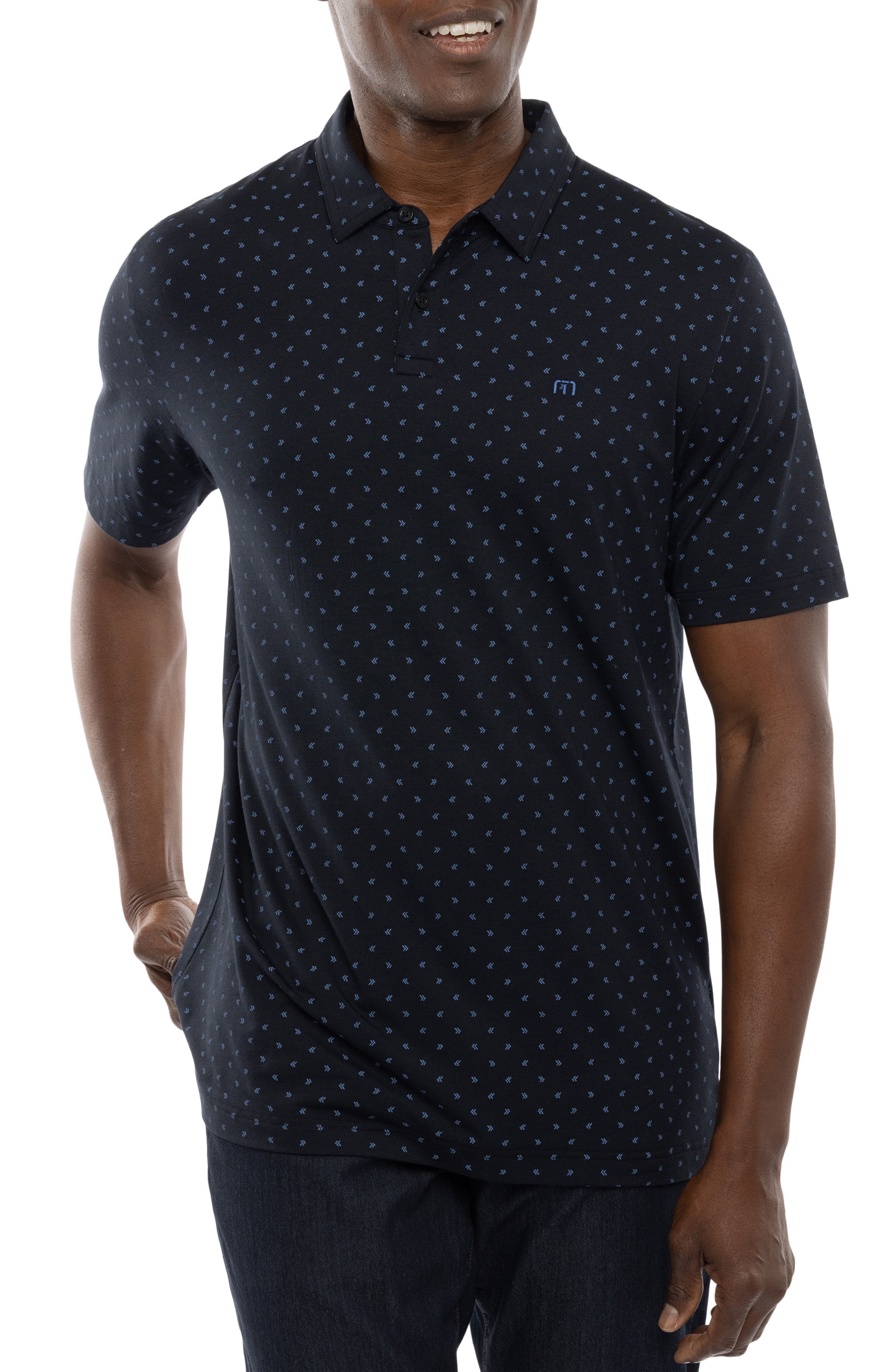 TravisMathew Cape Verde Geo Print Stretch Polo