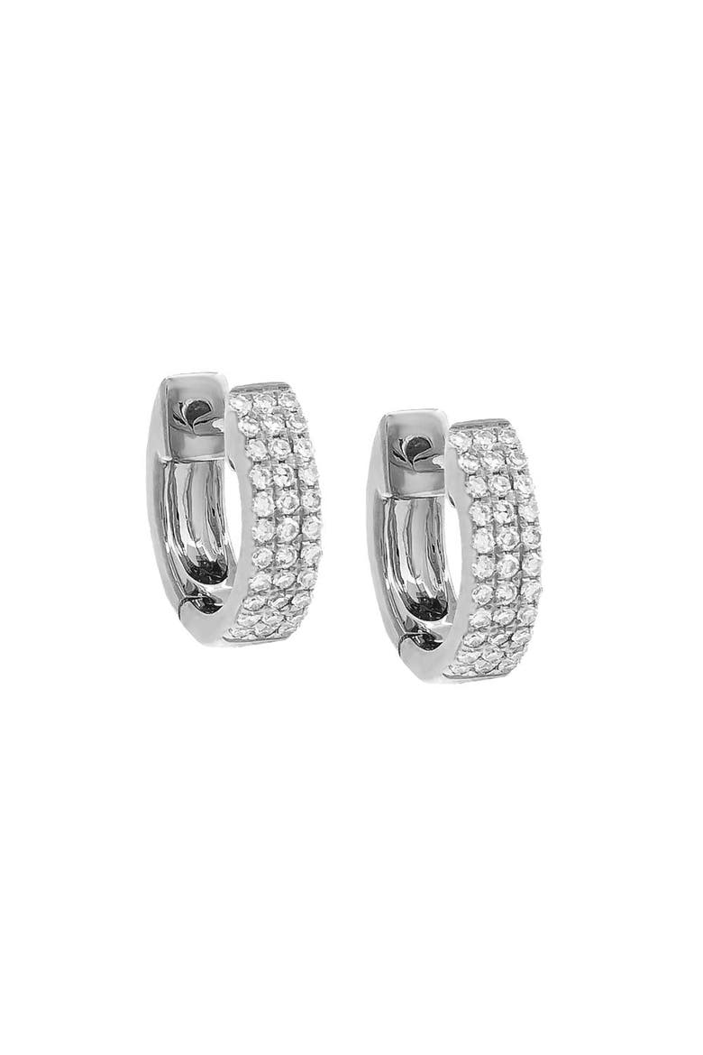 Diamond Triple Row Huggie Earring 14K, Main, color, 14K White Gold - Pair