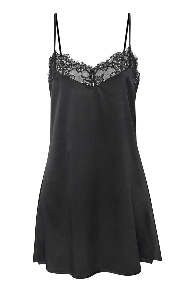 Silk Slip Nightgown, Alternate, color, Black