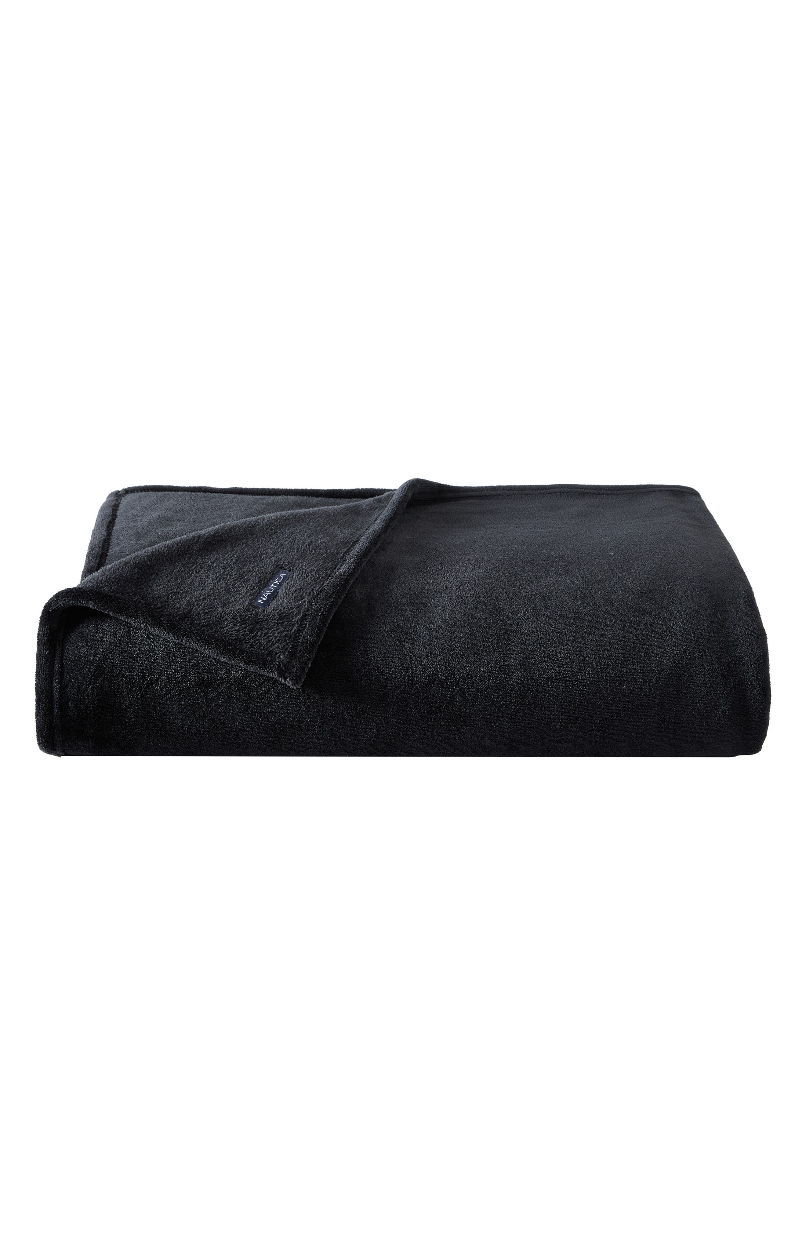 Nautica Solid Fleece Throw Blanket