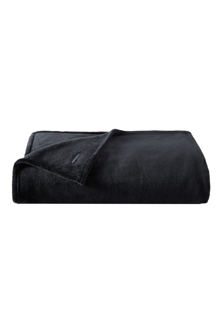 Solid Fleece Throw Blanket, Main, color, BLACK