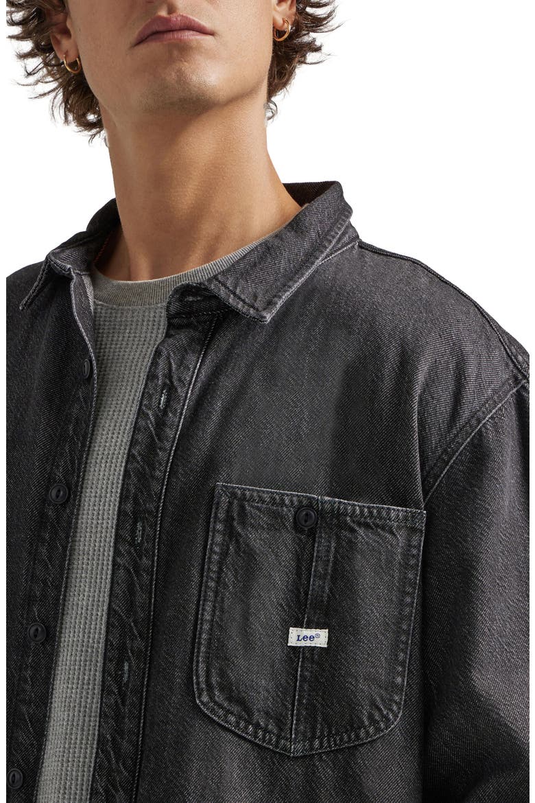 Denim Overshirt, Alternate, color, GREY BLACK