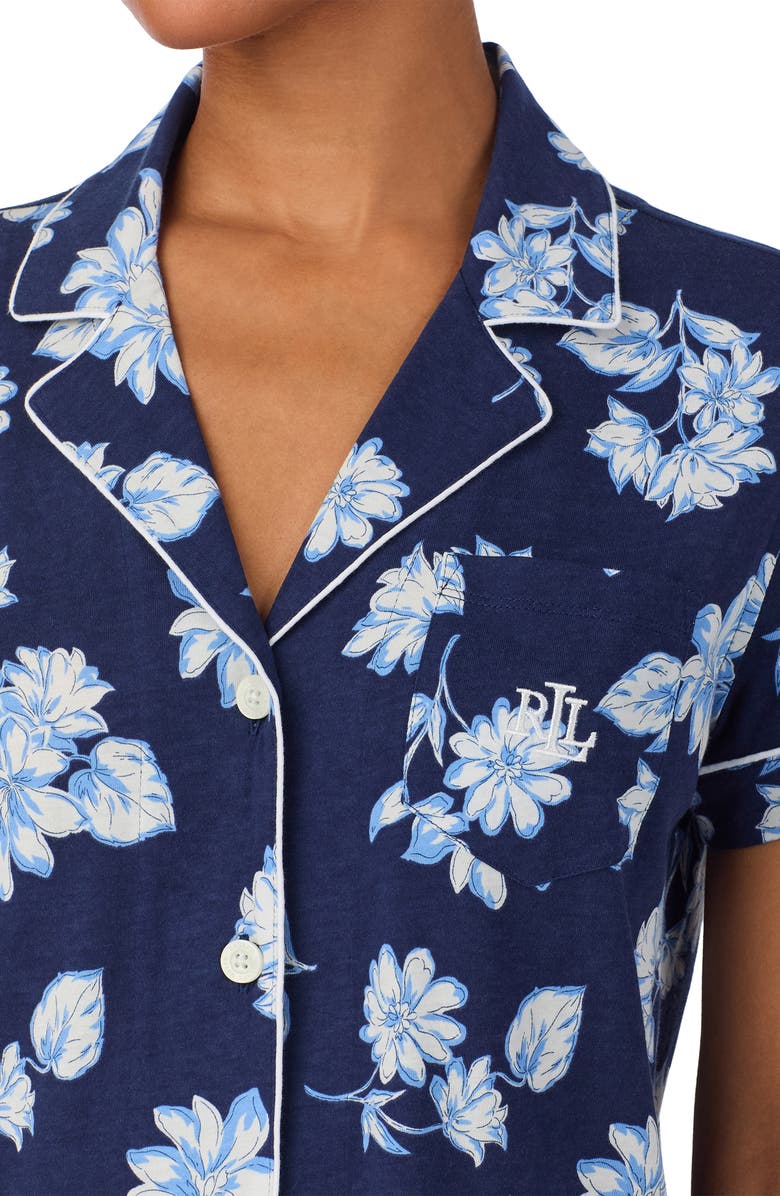 Lauren Ralph Lauren Print Crop Pajamas, Alternate, color, Navy/ Print