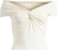 Good American Off the Shoulder Twist Jersey Crop Top