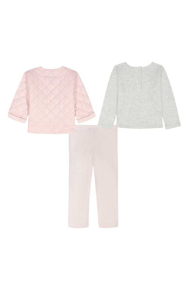 Tommy Hilfiger 3-Piece Long Sleeve T-Shirt, Quilted Jacket & Leggings Set, Alternate, color, Pink