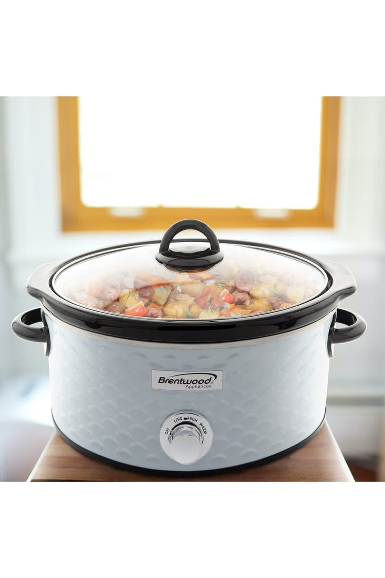 Scallop Pattern 4.5 Quart Slow Cooker, Alternate, color, White