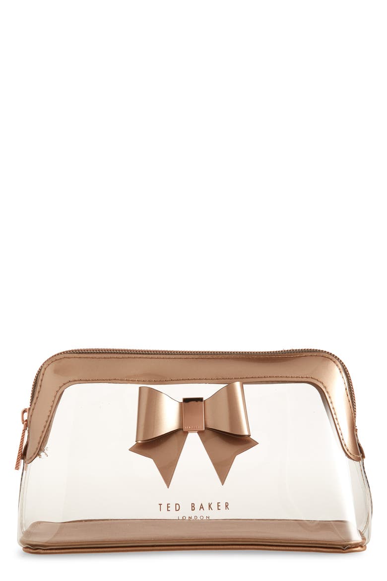 Gemi Bow Clear Cosmetics Bag, Main, color, CLEAR