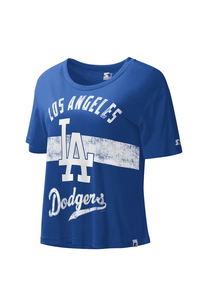 STARTER Women's Starter Royal Los Angeles Dodgers Record Setter Crop Top, Main, color,
