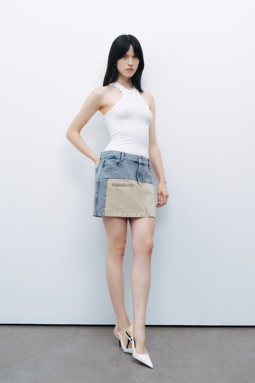 NOCTURNE NOCTURNE WASHED MINI DENIM SKIRT