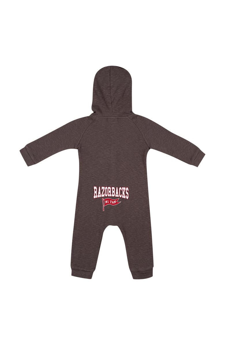 COLOSSEUM Newborn & Infant Colosseum Charcoal Arkansas Razorbacks Zando-Zan Waffle Full-Snap Hooded Romper, Alternate, color, 
