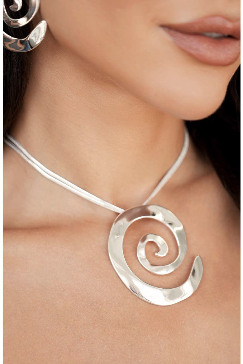 Aura Swirl Pendant Necklace, Alternate, color, SILVER