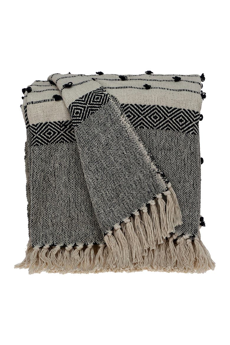 Alia Eclectic Beige 52" x 67" Woven Handloom Throw, Main, color, BEIGE