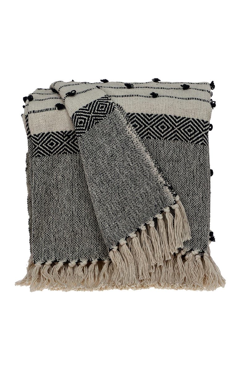 PARKLAND COLLECTION Alia Eclectic Beige 52" x 67" Woven Handloom Throw, Main, color, Beige