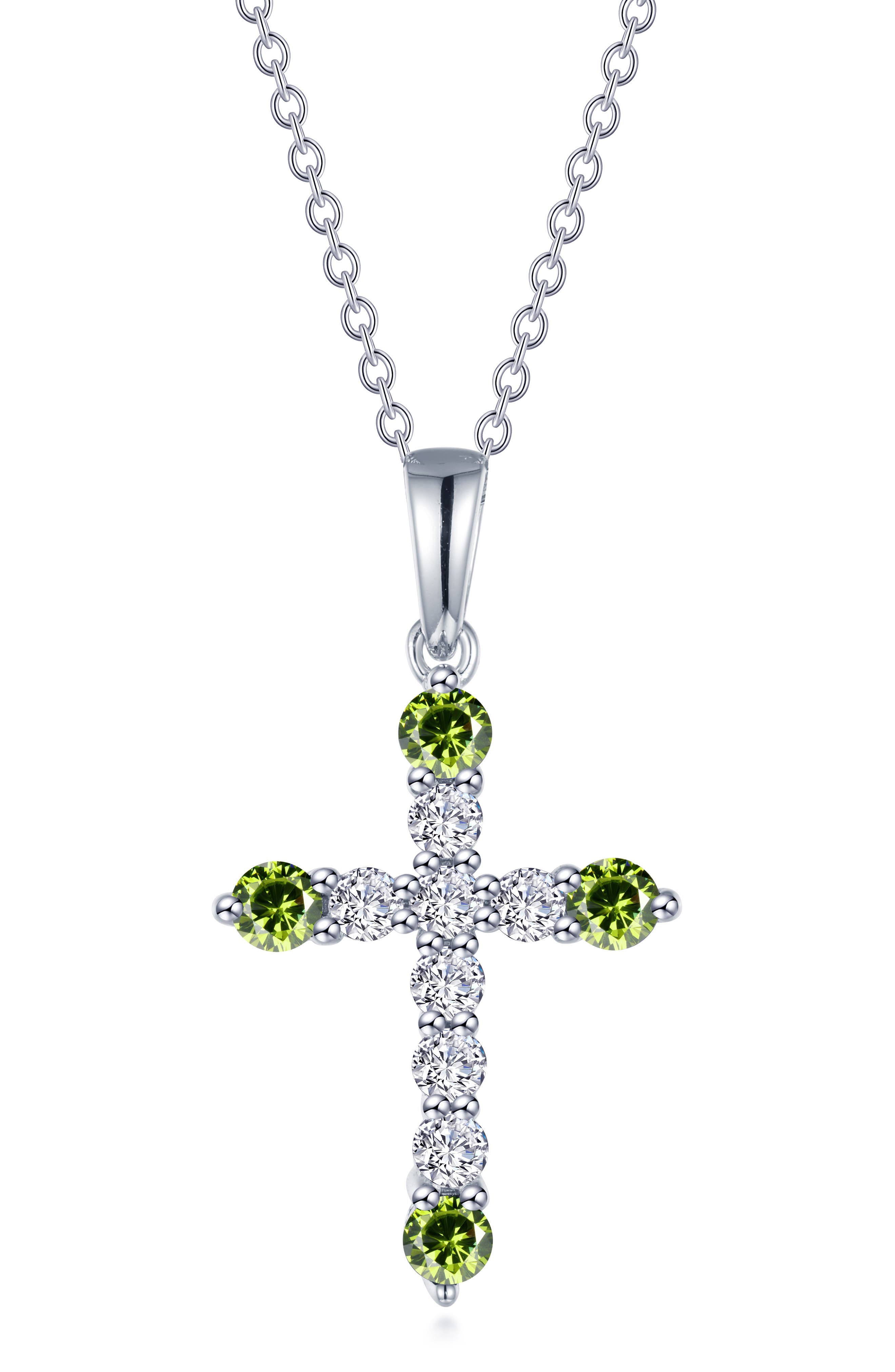 Lafonn Simulated Semiprecious Birthstone Cross Necklace