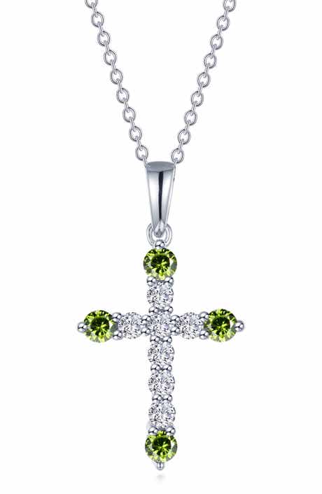Lafonn Simulated Semiprecious Birthstone Cross Necklace