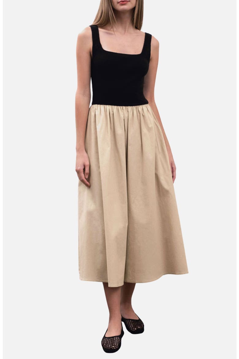 Sleeveless Mixed Media Maxi Dress, Main, color, NATURAL
