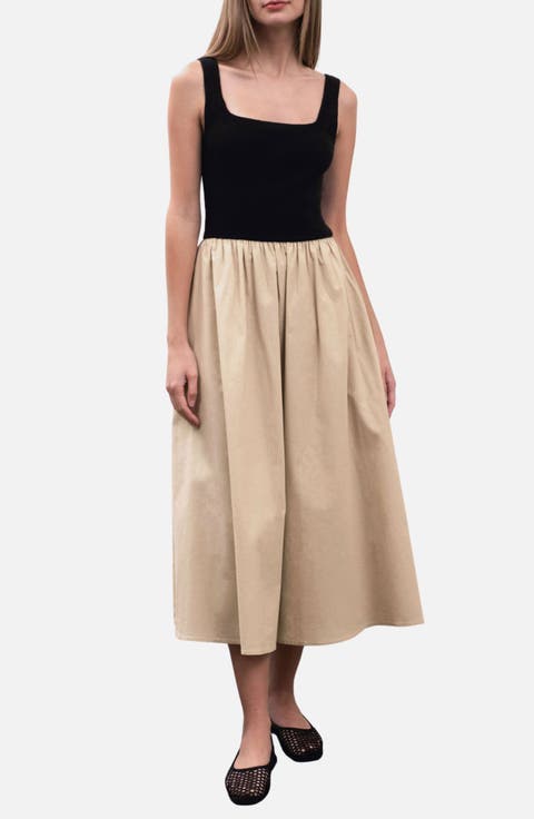 Sleeveless Mixed Media Maxi Dress