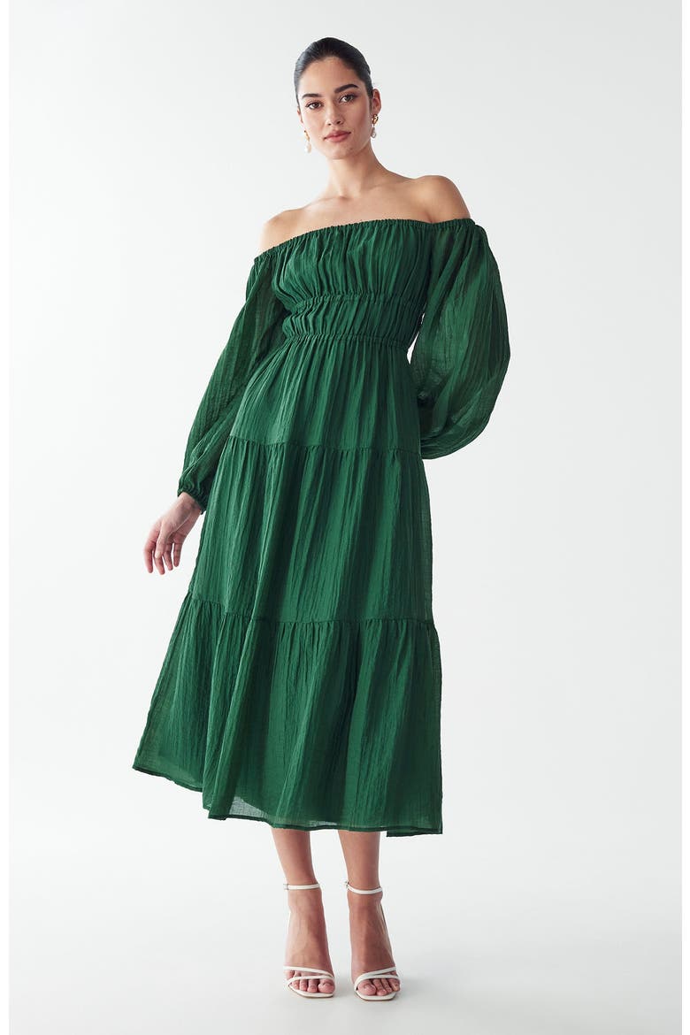 Burnese Midi Dress, Main, color, Emerald