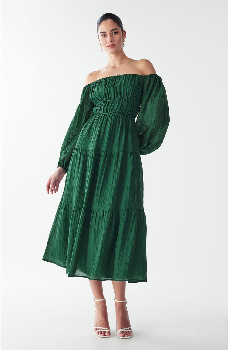 WILLA Burnese Midi Dress, Main, color, Emerald