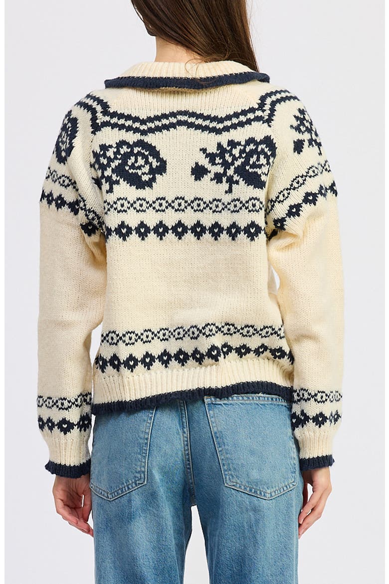 Remi Fair Isle Cardigan, Alternate, color, OFF WHITE NAVY