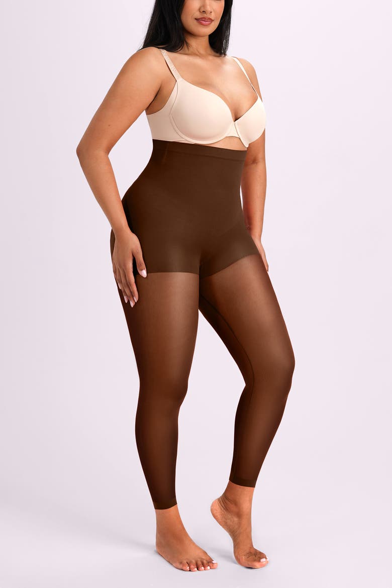 Seamless High-Waisted Sheer Shaping Tights, Alternate, color, Brown