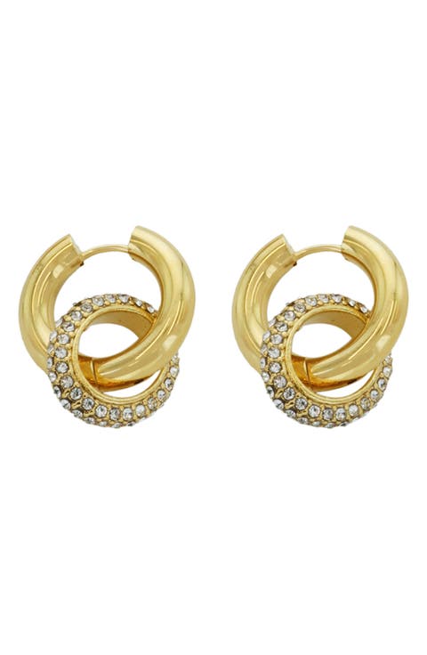 Pavé Crystal Interlocking Circle Drop Earrings