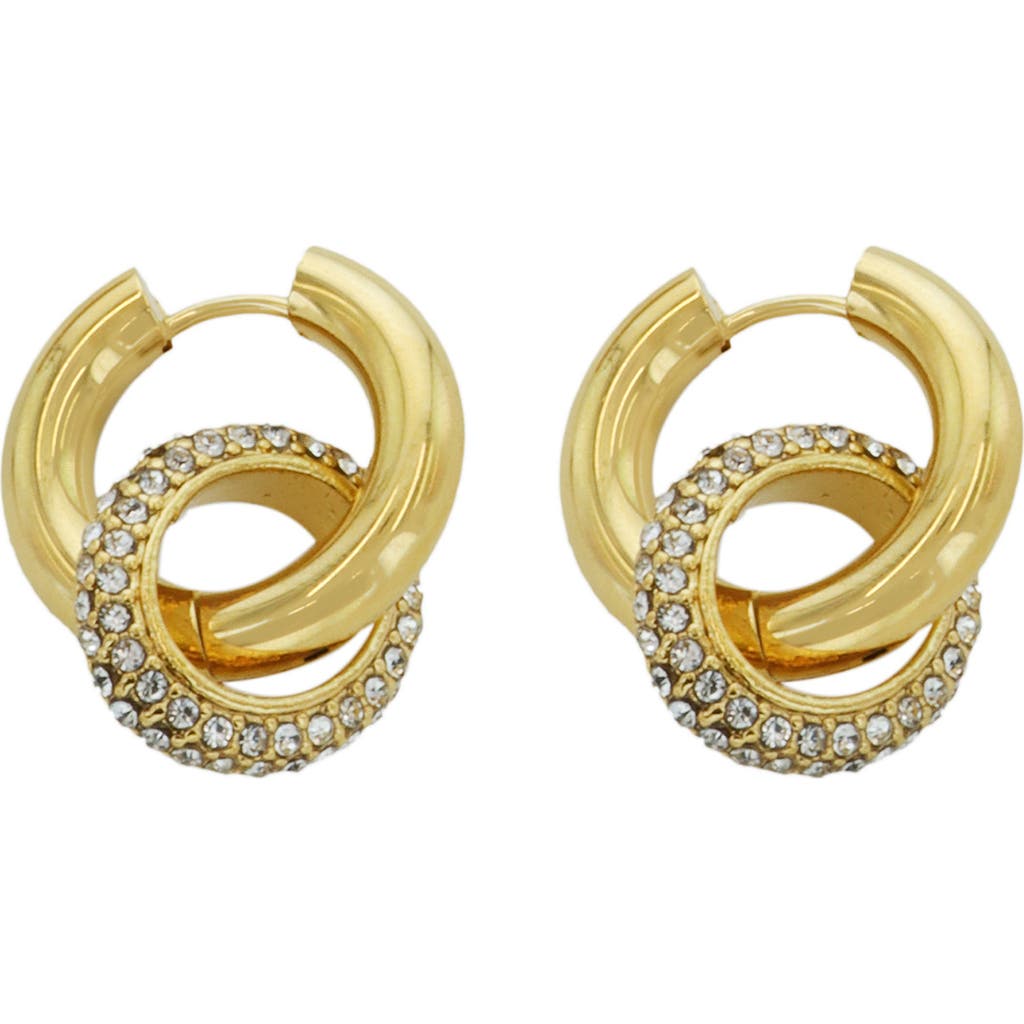 Panacea Pavé Crystal Interlocking Circle Drop Earrings In Gold