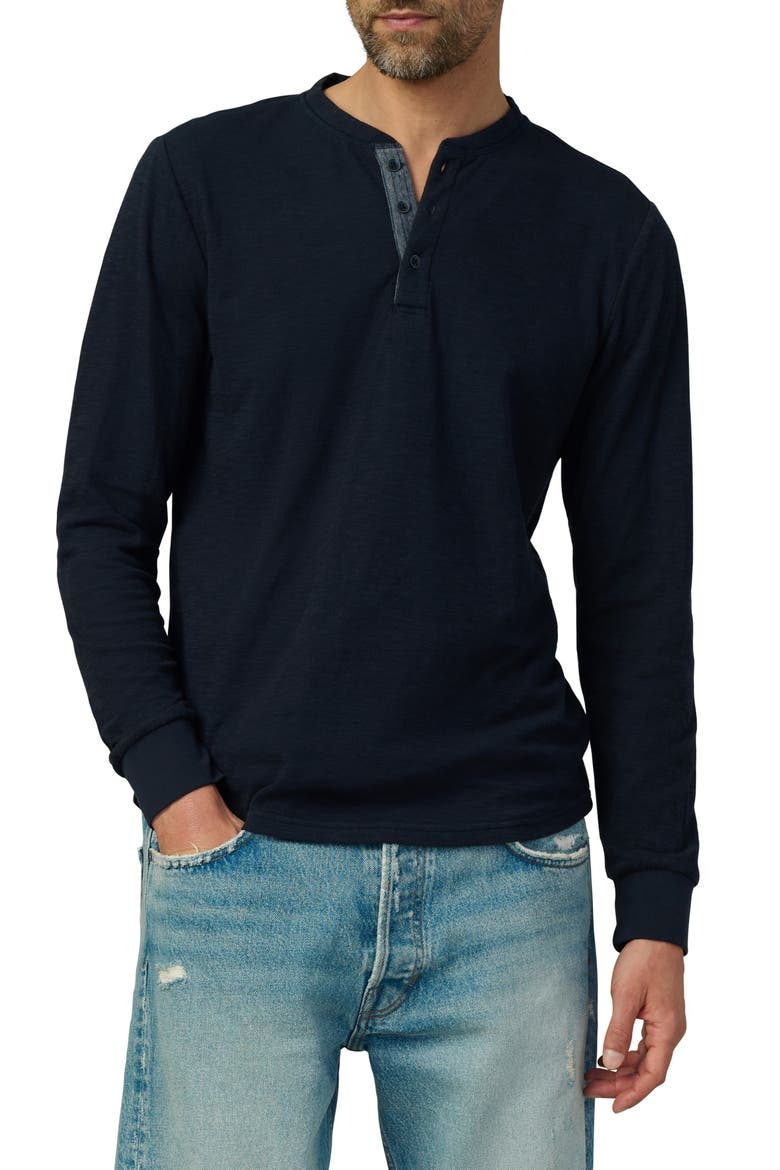 Double Face Thermal Henley Shirt, Main, color, TRUE NAVY