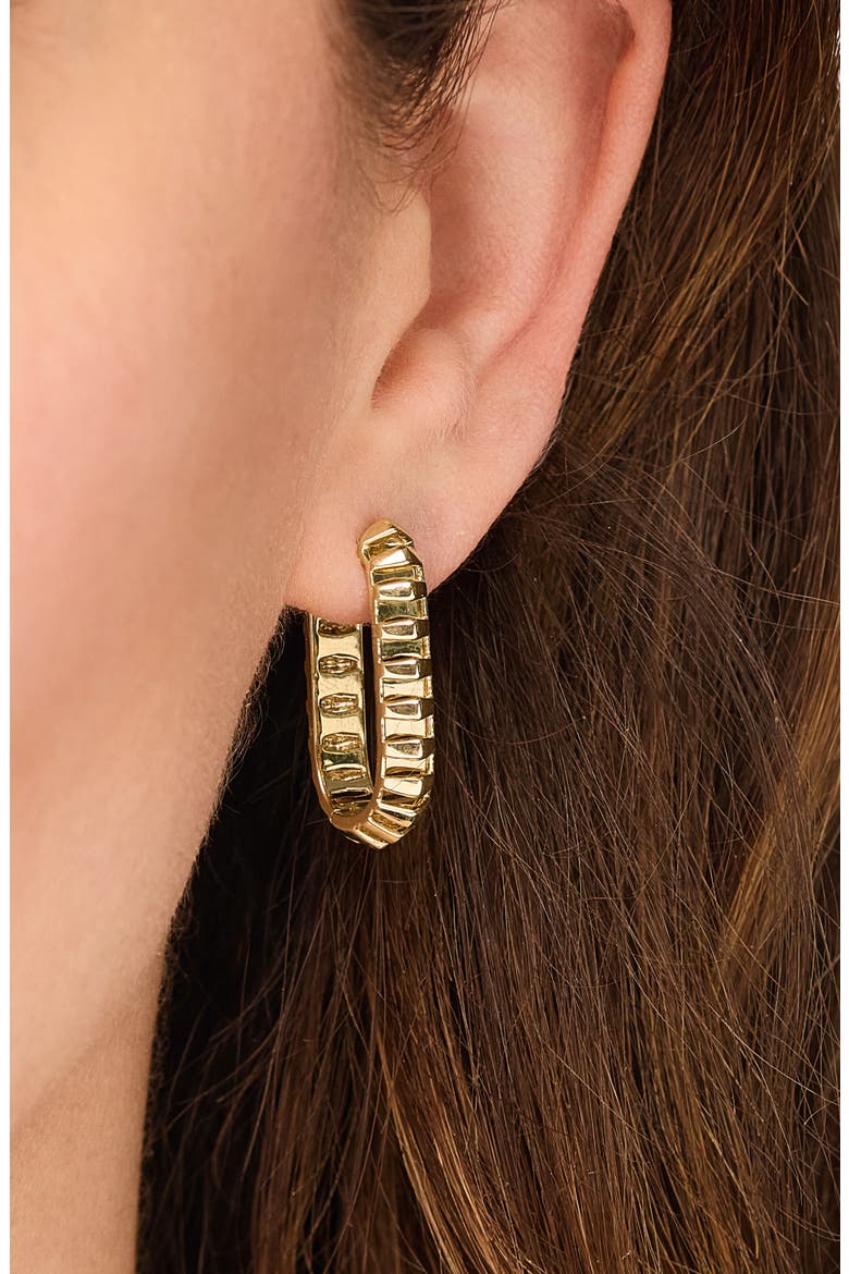 14K Gold Caged Elongated Hoop Earrings, Alternate, color, 14K YELLOW GOLD
