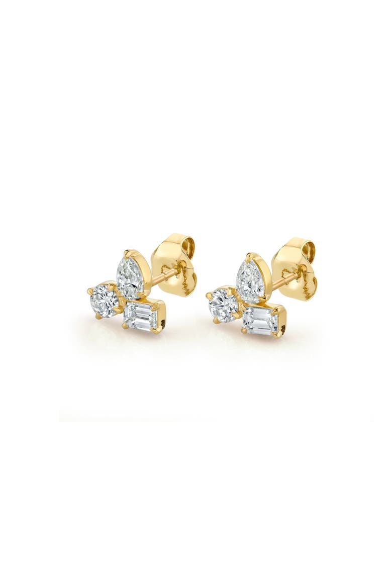 Montage 3 Cluster Stud Earrings, Main, color, Yellow Gold