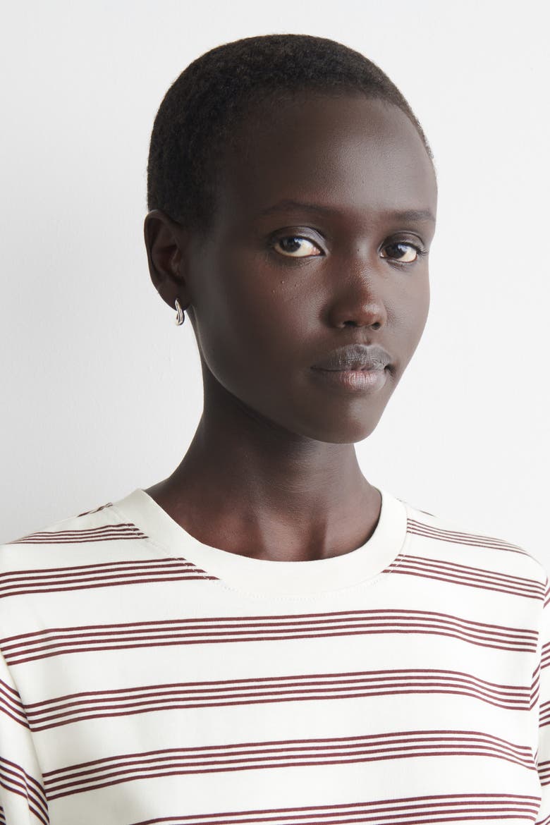 Cotton T-Shirt, Alternate, color, WHITE / RED / STRIPED