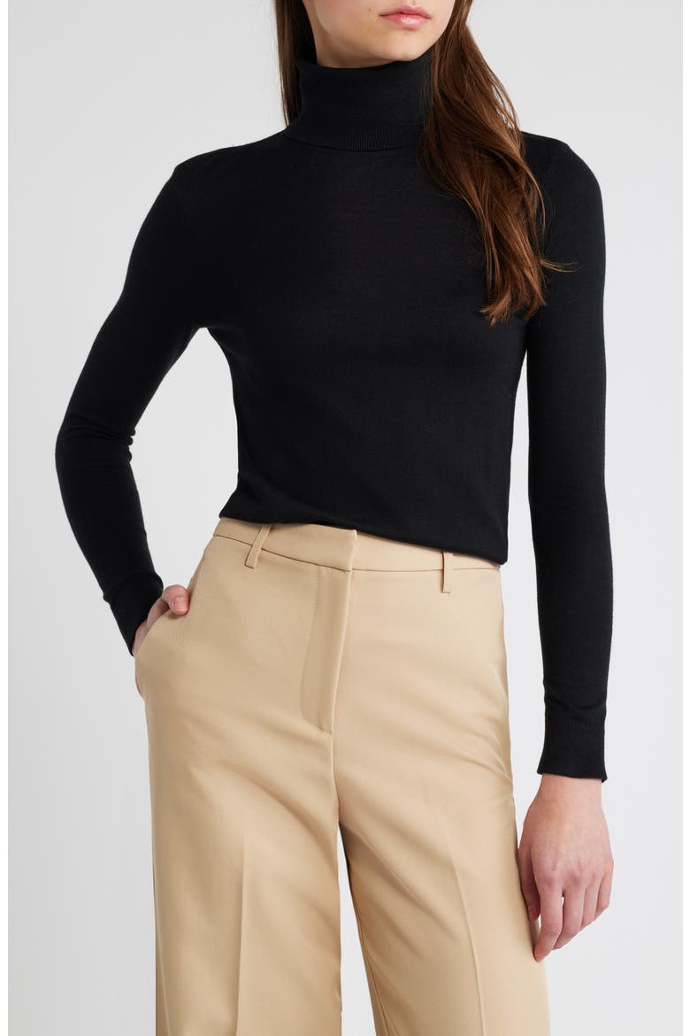 Ribbed Turtleneck Sweater, Main, color, BLACK