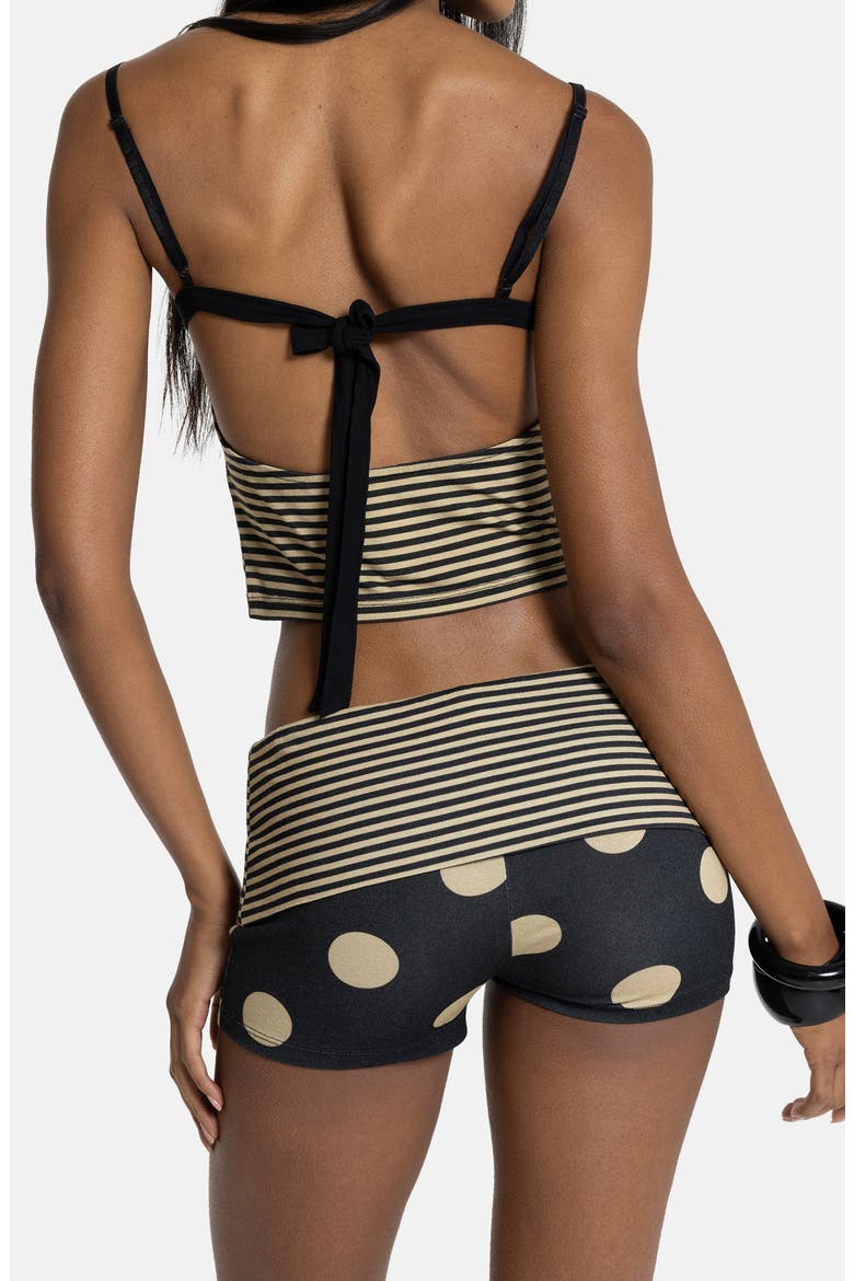 Polka Dot & Stripe Crop Top, Alternate, color, BLACK