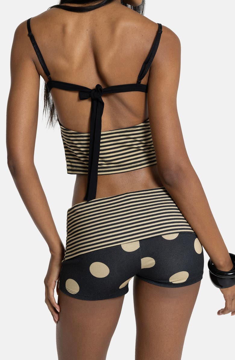 JADED LONDON Polka Dot & Stripe Crop Top, Alternate, color, Black