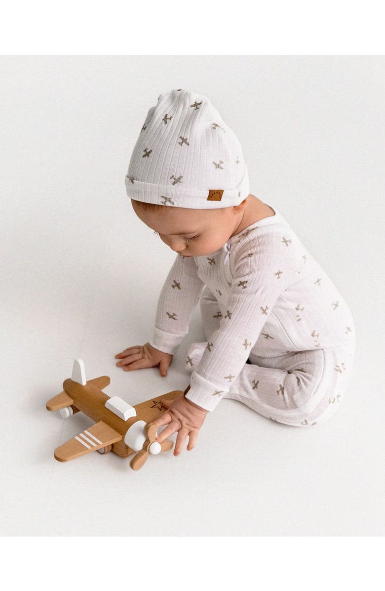 MiniMoi 3 Piece BabyRibbed Cotton Rich Footie Set, Alternate, color, Winter White