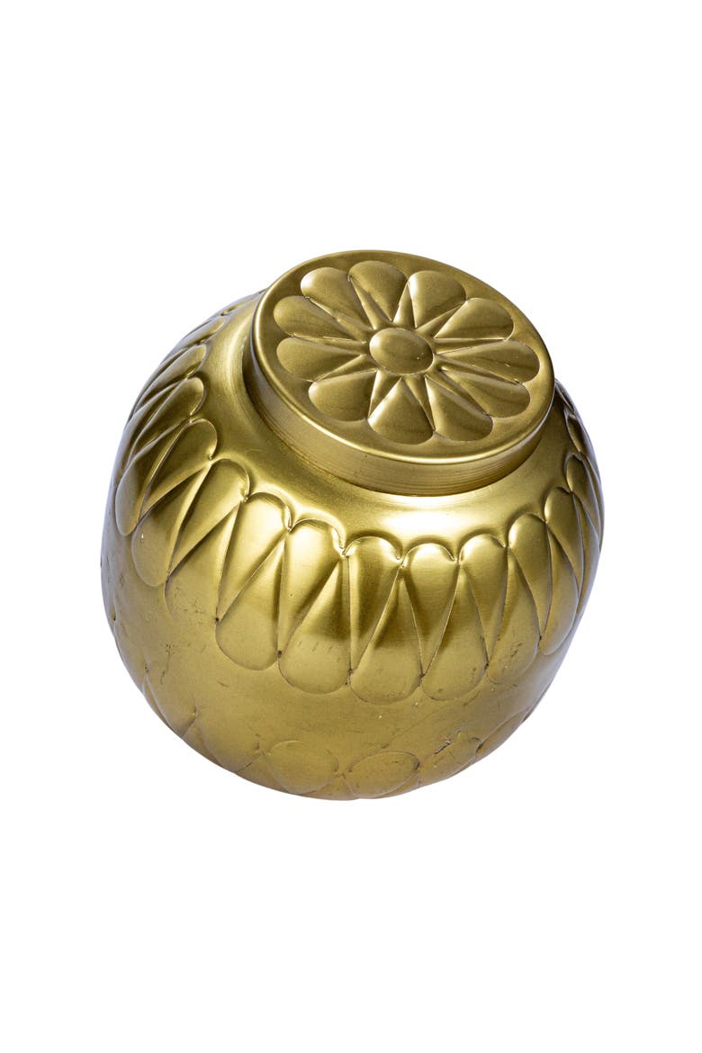 Decorative Embossed Metal Container, Main, color, Gold