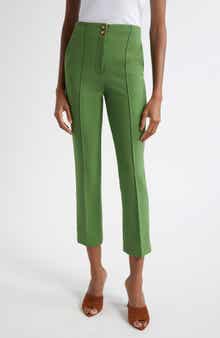 Veronica Beard Kean Clean Waist Pintuck Pleat Crop Pants