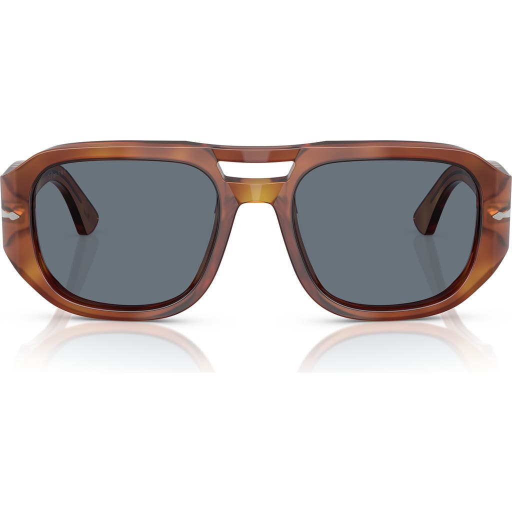 Persol 56mm Pilot Sunglasses In Terra Di Siena/light Blue