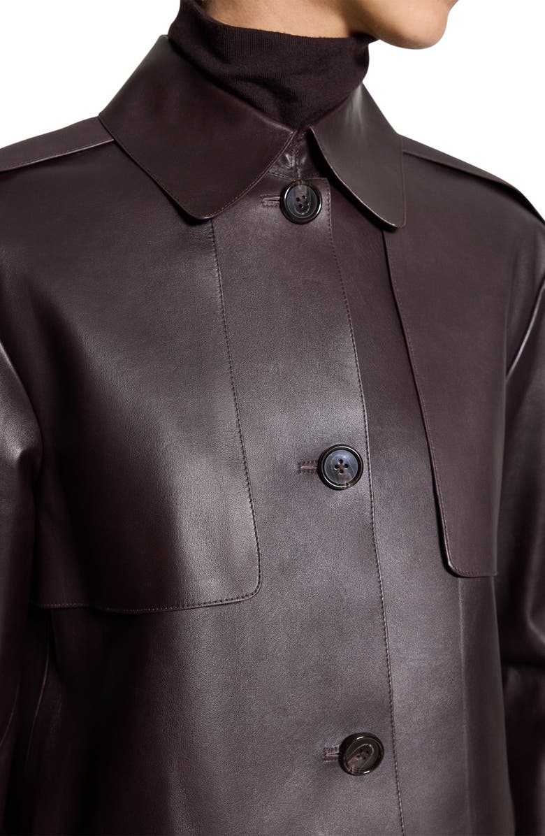 Theory Crop Leather Jacket, Alternate, color, Cacao - Daj