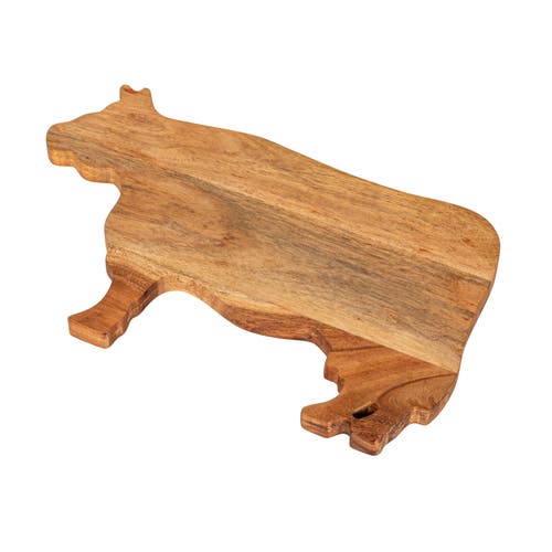 Storied Home Acacia Wood Cow Shaped Cheese/cutting Board, Natural In Brown