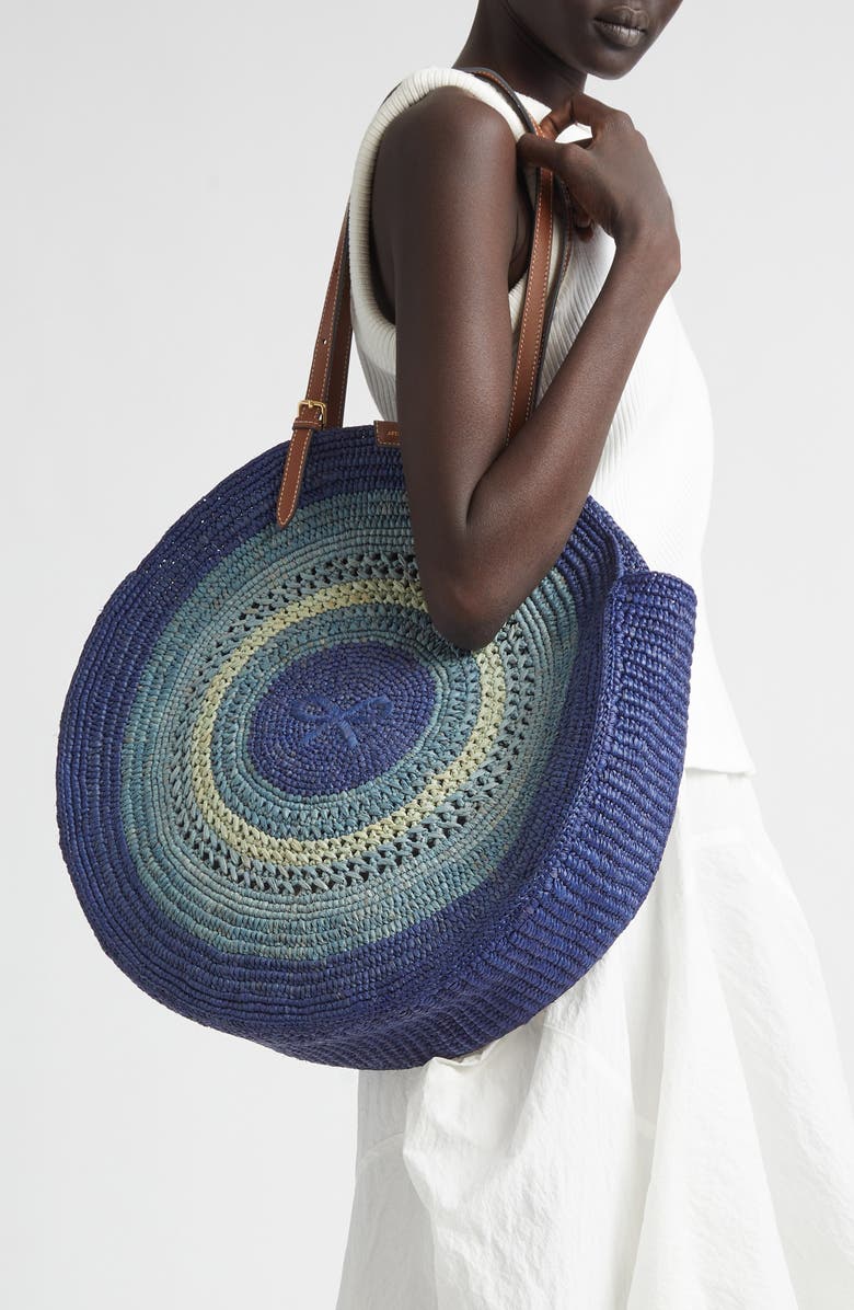 Anya Hindmarch Bow Round Raffia Tote, Alternate, color, Monday