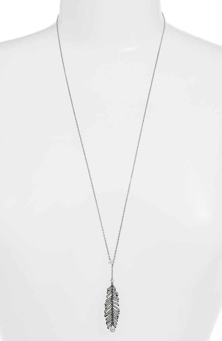 Nadri Feather Lariat Necklace, Alternate, color, 