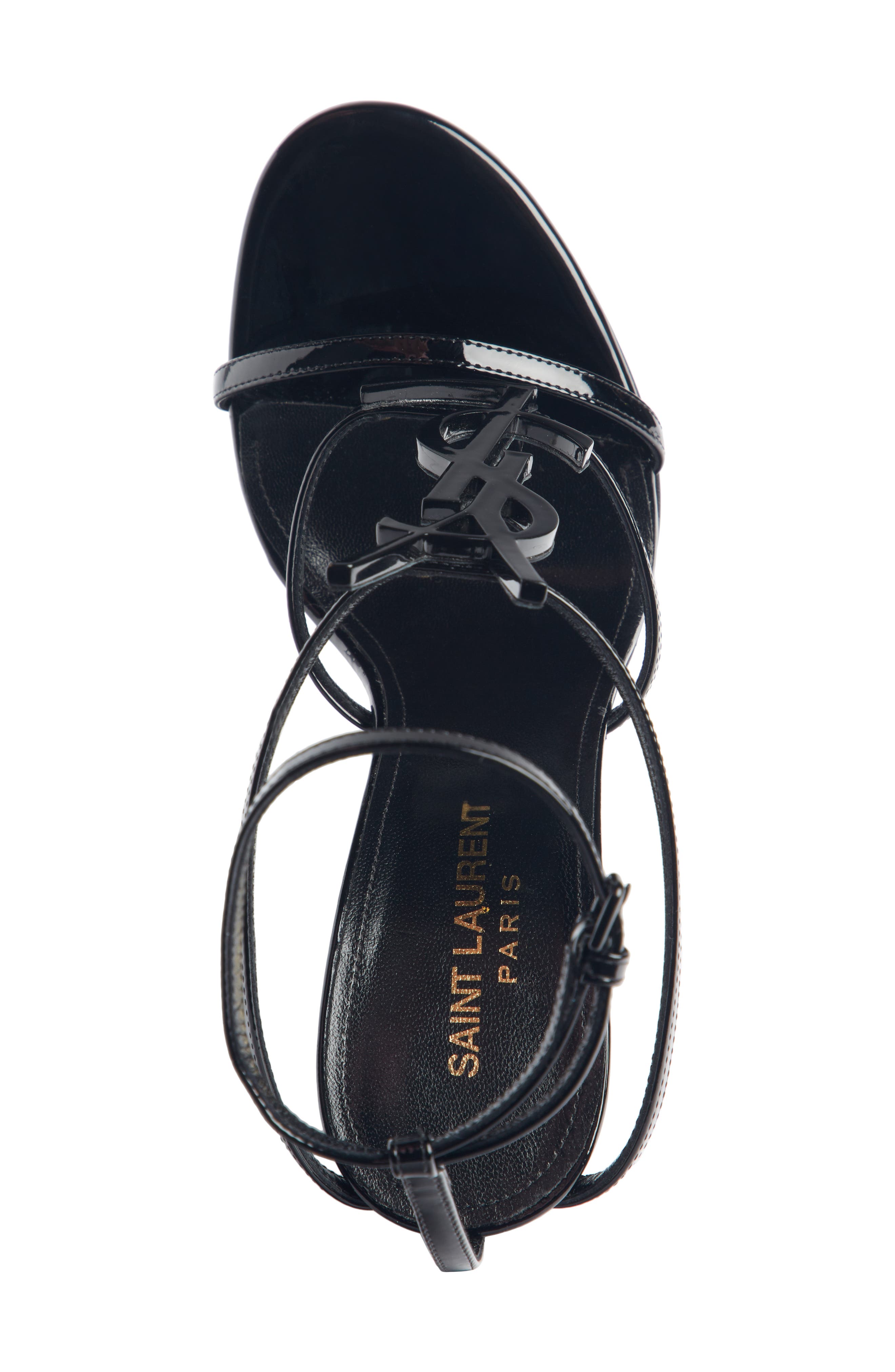 Saint Laurent Cassandra YSL Strappy Sandal, Alternate, color, 