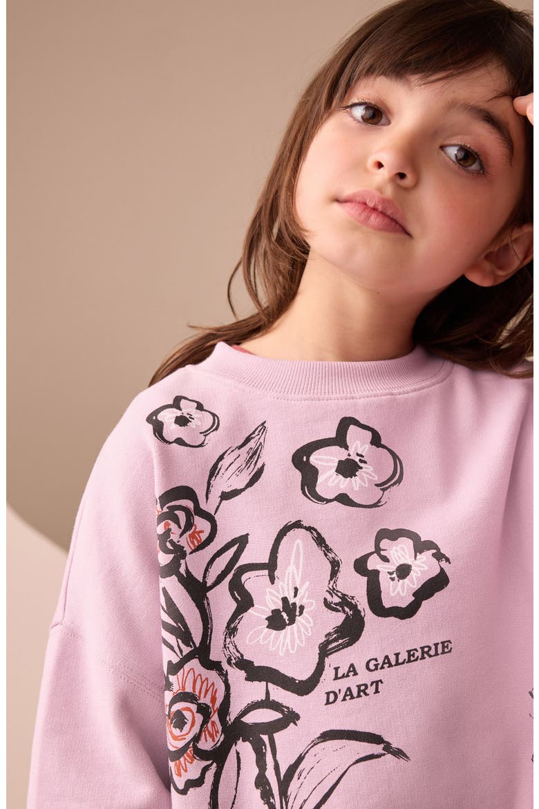 Kids' Floral Cotton Graphic Sweatshirt, Alternate, color, PINK